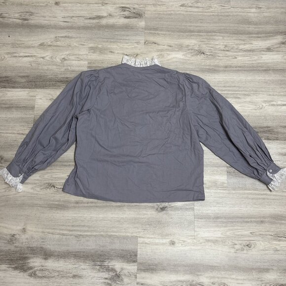 Recollections High Neck Blouse Womens XL Gray Modest Homesteader Reenactment - Picture 8 of 10